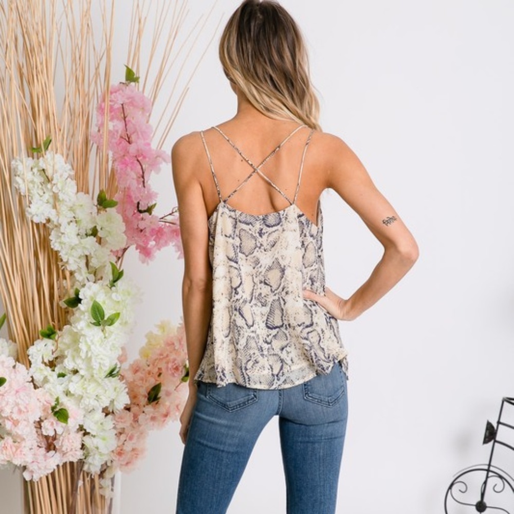 Snakeskin Spaghetti Cross Back & Front Top - Picture 6 of 8